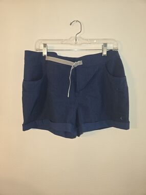 Zyia Navy Drawstring Roll-Hem Athletic Shorts